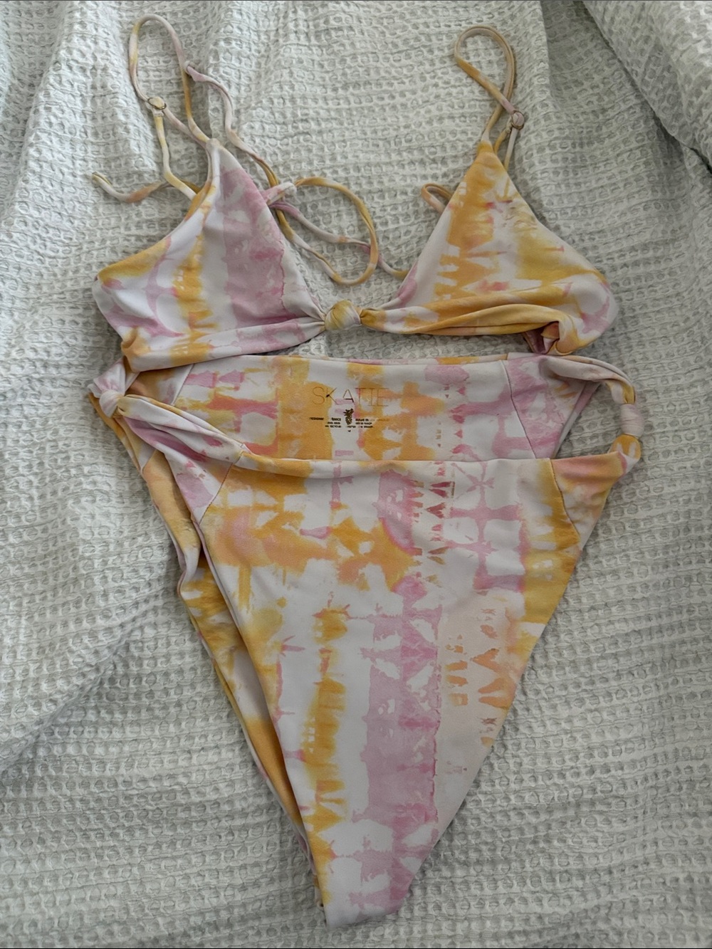 Skatie Tie-Dye Yellow & Pink Bikini Set Size Medium
